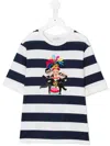 Dolce & Gabbana Striped Dg Family Patch T-shirt In Blue