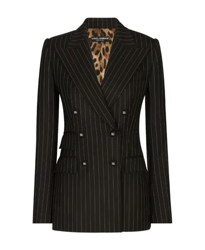 DOLCE & GABBANA DOLCE  GABBANA STRIPED DOUBLE-BREASTED TAILORED BLAZER