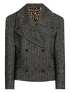 Dolce & Gabbana Striped Double-breasted Jacket In Gray