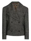 Dolce & Gabbana Striped Double-breasted Jacket In Gray