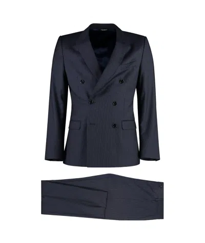 Dolce & Gabbana Striped Double-breasted Two-piece Suit In Black