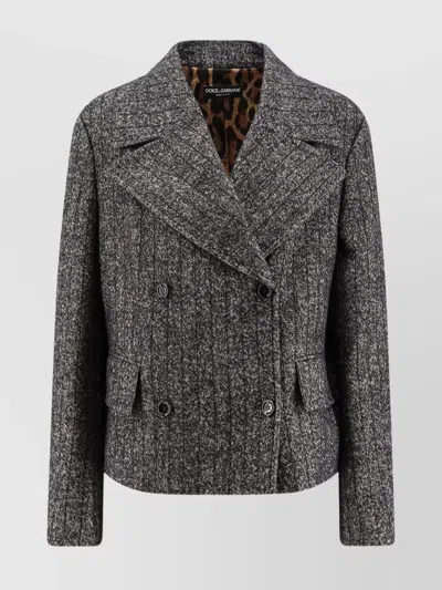 DOLCE & GABBANA STRIPED DOUBLE-BREASTED WOOL BLEND JACKET