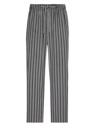 Dolce & Gabbana Striped Cotton Pajama Pants For Men In Grey