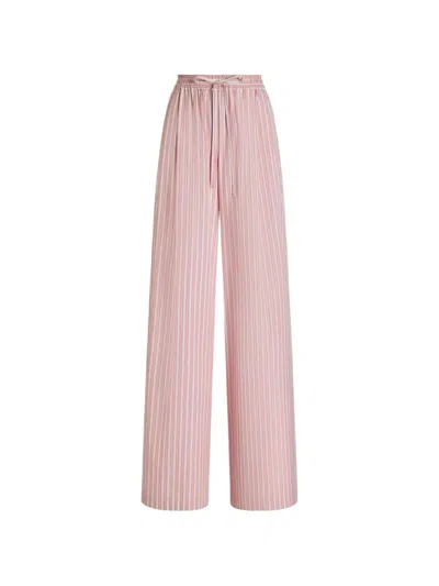 Dolce & Gabbana Pink Striped Trousers With Welt Pockets For Women