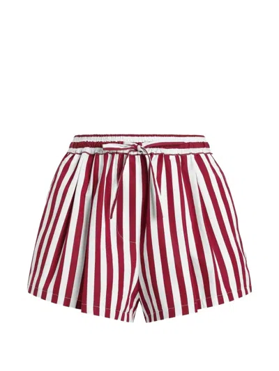 Dolce & Gabbana Striped Drawstring-waistband Shorts In Red