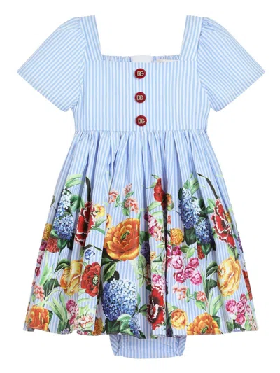 Dolce & Gabbana Babies' Striped Dress In Blue