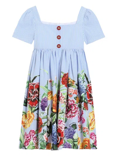 Dolce & Gabbana Kids' Striped Dress In Blue