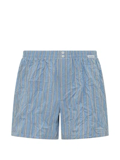 Dolce & Gabbana Striped Elasticated-waist Shorts In Gray
