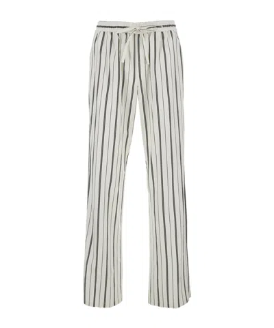 Dolce & Gabbana Striped Fabric Trousers In White