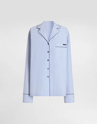 Dolce & Gabbana Striped Fabric Vanity Shirt In Blue