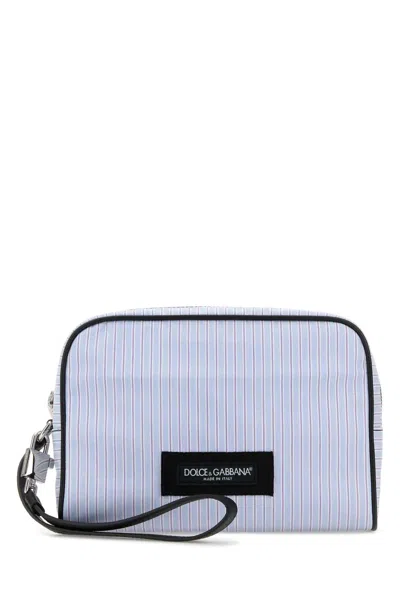 Dolce & Gabbana Striped Fabric Wallet In Blue