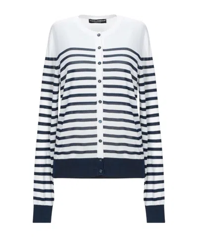 Dolce & Gabbana Striped Fine-knit Top In Yellow