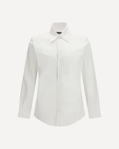 Dolce & Gabbana Striped Flannel Shirt In Alpaca-blend In White
