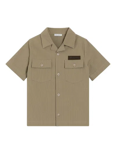 Dolce & Gabbana Kids' Striped Flap-pocket Shirt In Nude