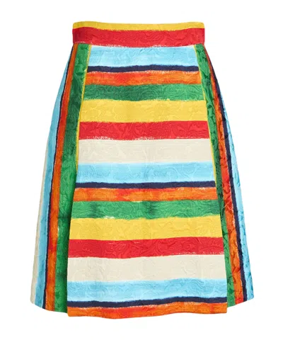 Dolce & Gabbana Striped Flared Skirt In Orange