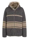 Dolce & Gabbana Striped Fur-trimmed Hoodie In Multi
