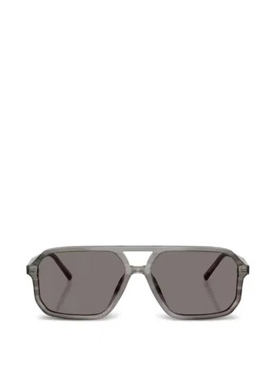 Dolce & Gabbana Striped Geometric-frame Sunglasses In Gray