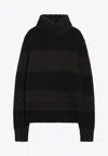 Dolce & Gabbana Striped Wool-blend Turtleneck Sweater In Black