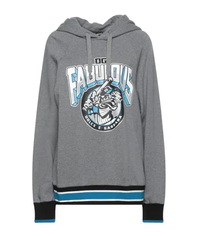 Dolce & Gabbana Striped Hooded Sweatshirt In Gray