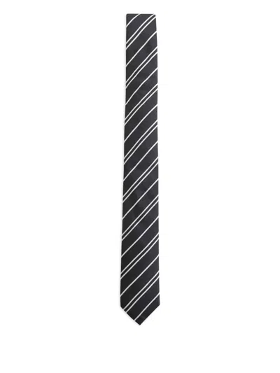 Dolce & Gabbana Men Black Striped Jacquard Silk Martini Tie