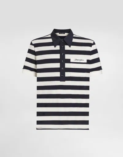 Dolce & Gabbana Striped Jersey Polo Shirt In Multi