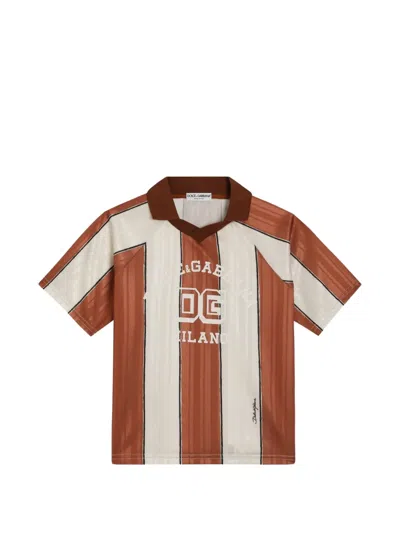 Dolce & Gabbana Kids' Striped Jersey T-shirt In Brown