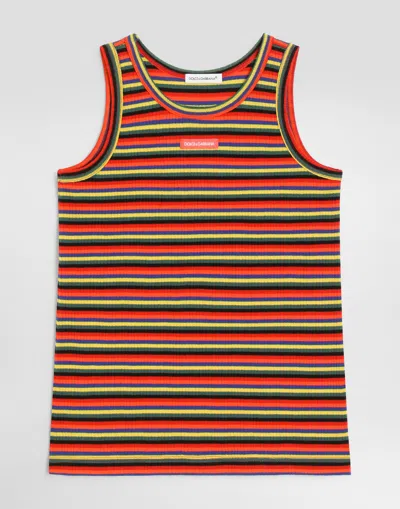 Dolce & Gabbana Kids' Striped Jersey Top In Multi