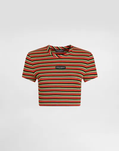 Dolce & Gabbana Striped Jersey T-shirt In Multicolor
