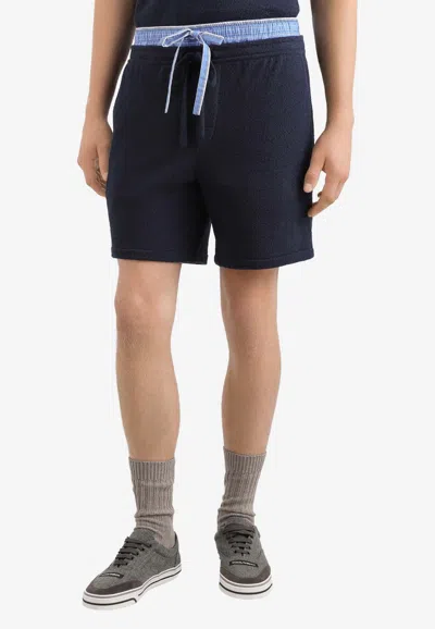 Dolce & Gabbana Striped Knit Bermuda Shorts In Blue