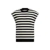 Dolce & Gabbana Black And White Sleeveless Top With Round Neck And All-over Strpied Motif In Multi