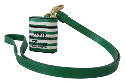 Dolce & Gabbana Striped Leather Strap Card Case In Green