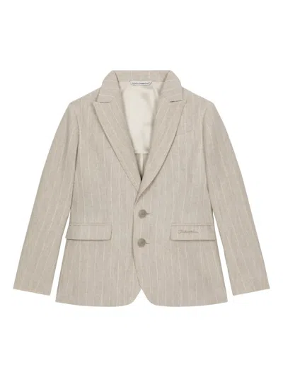 DOLCE & GABBANA STRIPED LINEN BLAZER