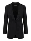 Dolce & Gabbana Pinstriped Single Button Blazer In Black