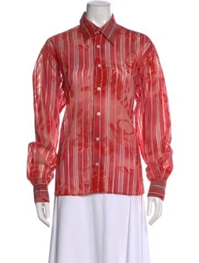 Pre-owned Dolce & Gabbana Striped Long Sleeve Blouse In Red