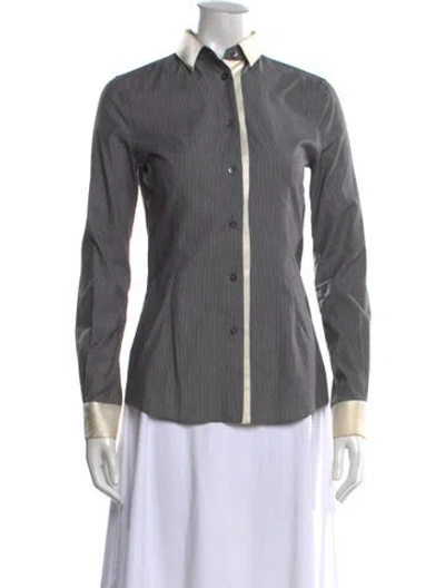 Pre-owned Dolce & Gabbana Striped Long Sleeve Button-up Top In Gray
