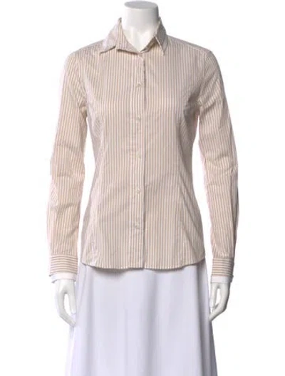 Pre-owned Dolce & Gabbana Striped Long Sleeve Button-up Top In Neutral