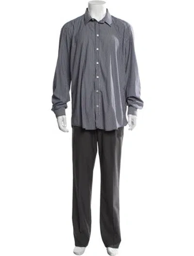 Pre-owned Dolce & Gabbana Striped Long Sleeve Dress Shirt In Blue