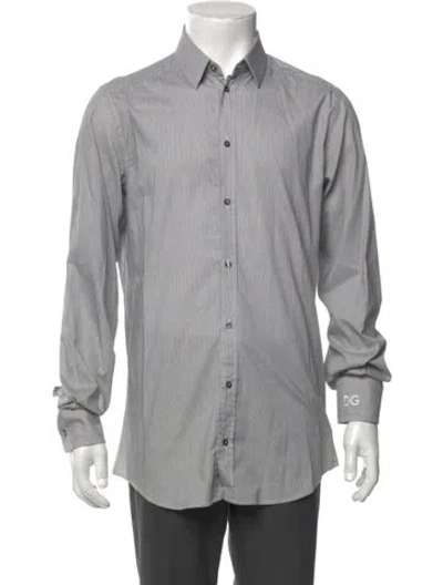 Pre-owned Dolce & Gabbana Striped Long Sleeve Dress Shirt In Gray