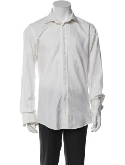 Pre-owned Dolce & Gabbana Striped Long Sleeve Dress Shirt In White