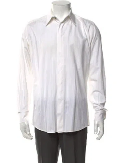 Pre-owned Dolce & Gabbana Striped Long Sleeve Dress Shirt In White