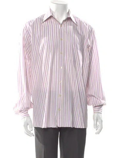Pre-owned Dolce & Gabbana Striped Long Sleeve Shirt In White