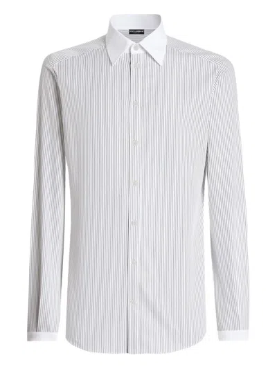 Dolce & Gabbana Striped Long-sleeved Shirt In White