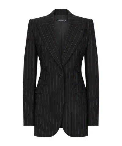 DOLCE & GABBANA DOLCE  GABBANA PINSTRIPED SINGLE-BREASTED TAILORED BLAZER