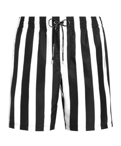 DOLCE & GABBANA DOLCE  GABBANA STRIPED MID-LENGTH SWIM TRUNKS