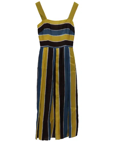 Dolce & Gabbana Striped Midi Dress In Blue