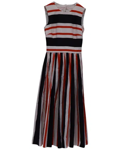 Pre-owned Dolce & Gabbana Striped Midi Dress, Size Eu 36 (authentic Pre-loved)
