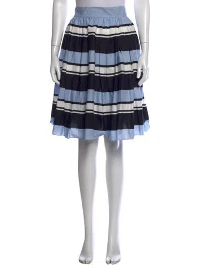 Pre-owned Dolce & Gabbana Striped Midi Length Skirt W/ Tags In Blue
