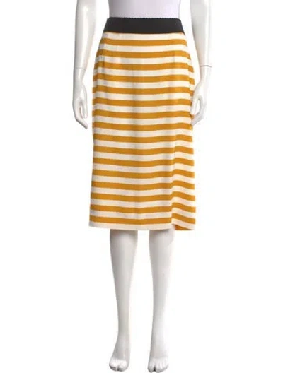 Pre-owned Dolce & Gabbana Striped Midi Length Skirt W/ Tags In Yellow