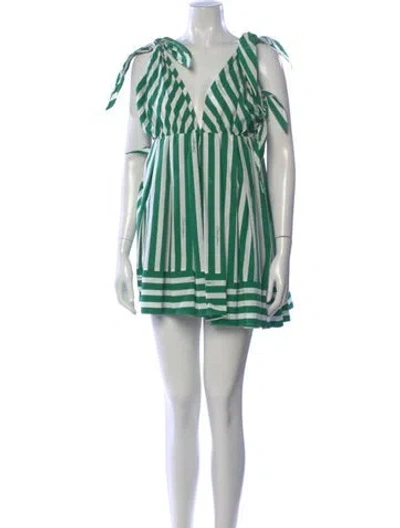 Pre-owned Dolce & Gabbana Striped Mini Dress In Green