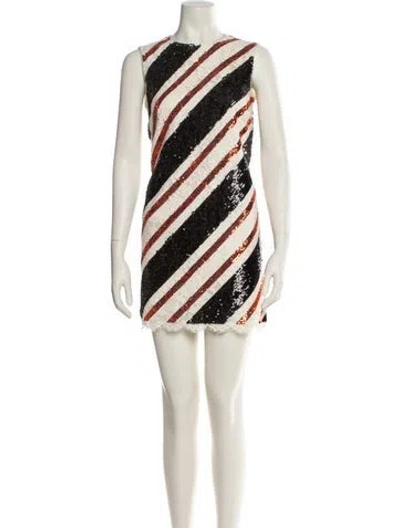 Pre-owned Dolce & Gabbana Striped Mini Dress In Neutral